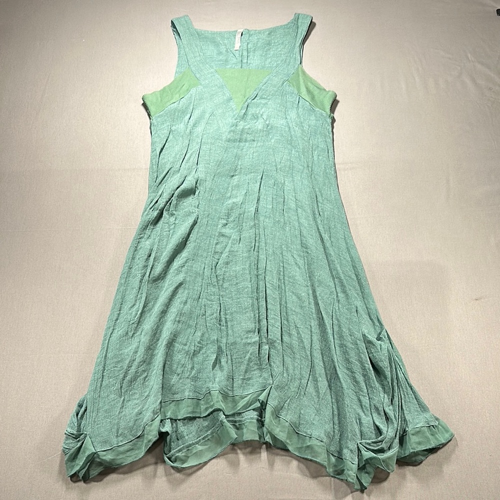 Monoreno Boho Lagenlook Sleeveless Handkerchief-Hem Midi Dress - Women Large